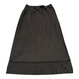 Vintage Lorraine Black Nylon Half Slip Small Made in USA Lace Hem Side Slit